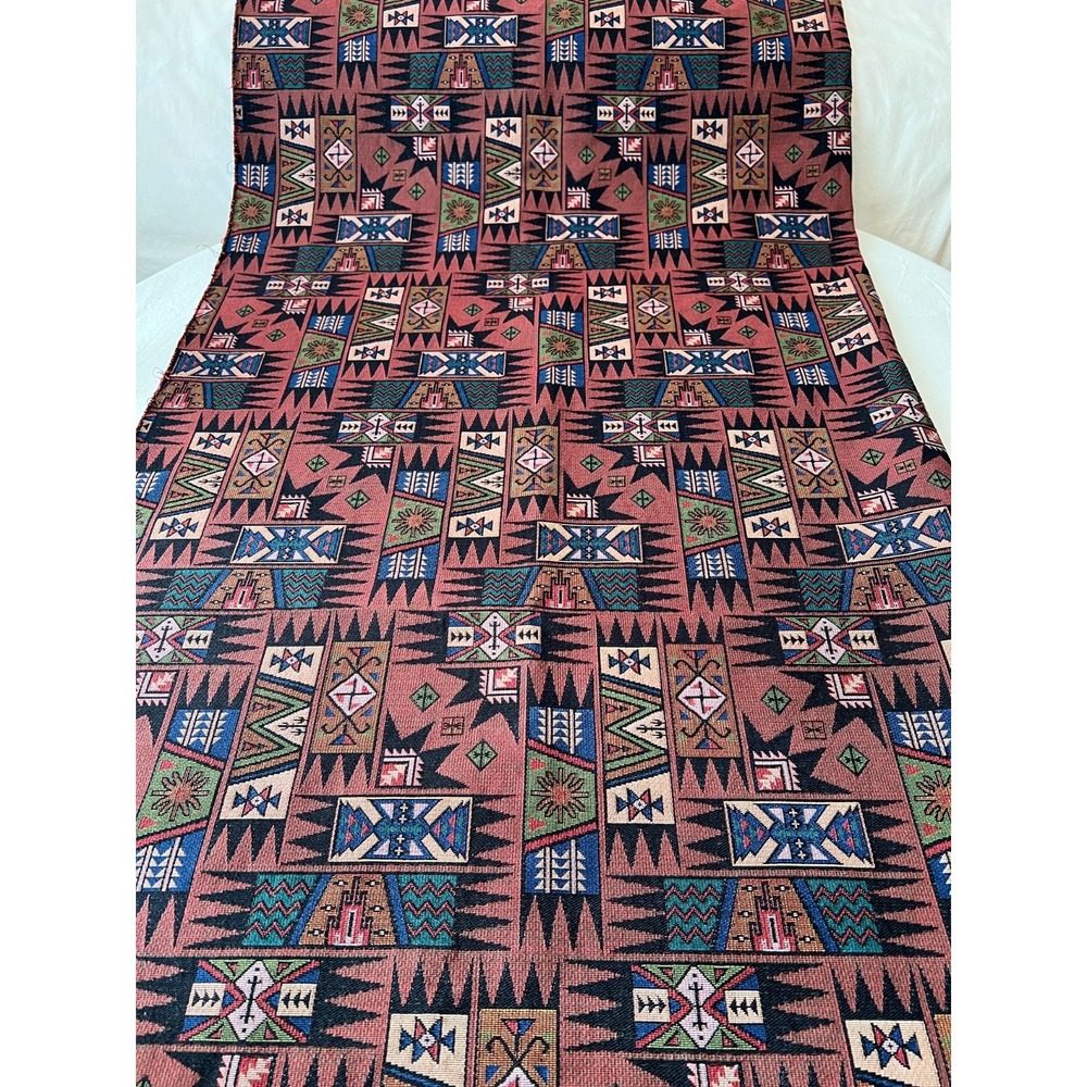 Fabric -VTG Upholstery Tapestry Western Kilim Boho Tribal Aztec Southwestern BTY